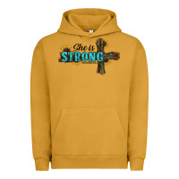 Pigment Peanut Butter She Is Strong Western Cross Urban Hoodie - RanaPortraitStore