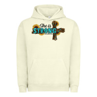 Pigment Pistachio She Is Strong Western Cross Urban Hoodie - RanaPortraitStore