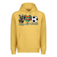Antique Gold peace love soccer Premium Hoodie - CowhideDigitalArt