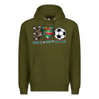 Army Green peace love soccer Premium Hoodie - CowhideDigitalArt