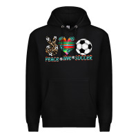 Black peace love soccer Premium Hoodie - CowhideDigitalArt