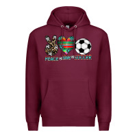 Burgundy peace love soccer Premium Hoodie - CowhideDigitalArt