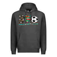 Charcoal Heather peace love soccer Premium Hoodie - CowhideDigitalArt