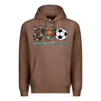 Chestnut peace love soccer Premium Hoodie - CowhideDigitalArt