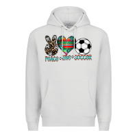 Dove Grey peace love soccer Premium Hoodie - CowhideDigitalArt
