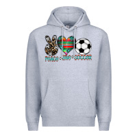 Heather Grey peace love soccer Premium Hoodie - CowhideDigitalArt