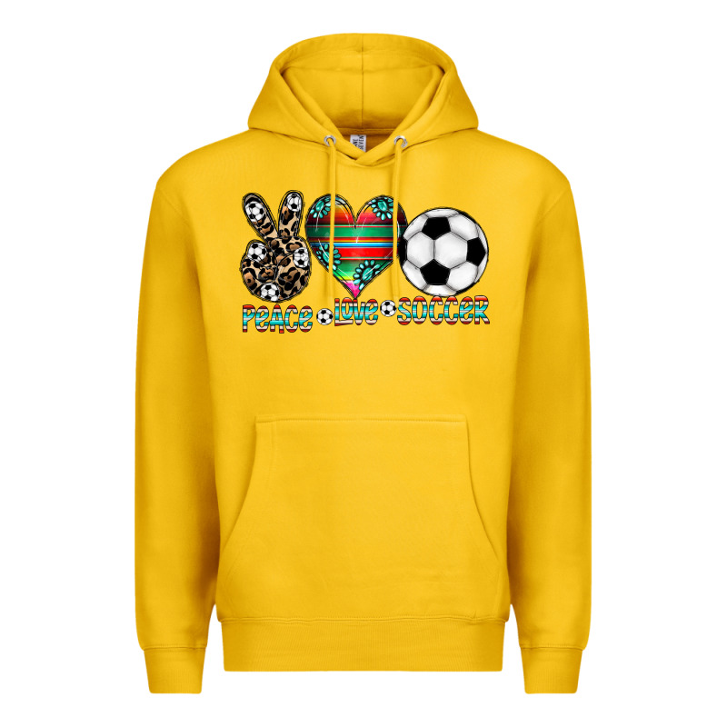 Peace Love Soccer Premium Hoodie by CowhideDigitalArt | Teevron