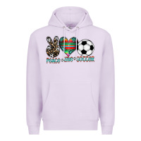 Lilac peace love soccer Premium Hoodie - CowhideDigitalArt