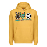 Mustard peace love soccer Premium Hoodie - CowhideDigitalArt