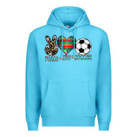 Ocean Blue peace love soccer Premium Hoodie - CowhideDigitalArt