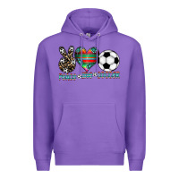 Purple peace love soccer Premium Hoodie - CowhideDigitalArt