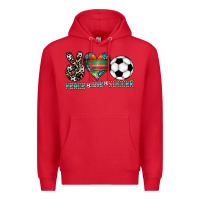 Red peace love soccer Premium Hoodie - CowhideDigitalArt