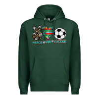 Sports Green peace love soccer Premium Hoodie - CowhideDigitalArt