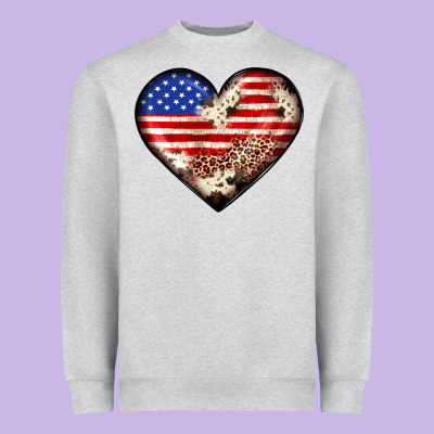 Western Usa Flag Heart Heavyweight Sweatshirt Designed By Jahusdesignshop