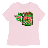 Bubblegum Pink Cactus Coffee cup Ladies Tee - FaDigitalArtStudio