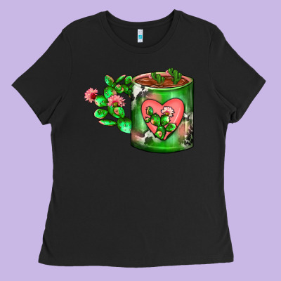 Cactus Coffee Cup Ladies Tee Designed By Fadigitalartstudio