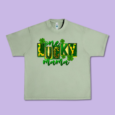 One Lucky Mama St Patricks Urban Heavy Tee Designed By Fadigitalartstudio