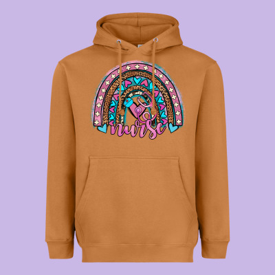 Leopard Cowhide Nurse Rainbow Heavyweight Hoodie Designed By Jahusdesignshop