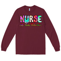 Burgundy Nurse Coffee Scrubs Rubber Gloves Long Sleeve Tee - CowhideDigitalArt