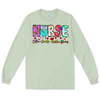 Matcha Nurse Coffee Scrubs Rubber Gloves Long Sleeve Tee - CowhideDigitalArt