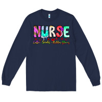Navy Nurse Coffee Scrubs Rubber Gloves Long Sleeve Tee - CowhideDigitalArt