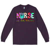 Plum Nurse Coffee Scrubs Rubber Gloves Long Sleeve Tee - CowhideDigitalArt