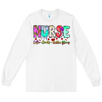 White Nurse Coffee Scrubs Rubber Gloves Long Sleeve Tee - CowhideDigitalArt