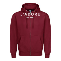 Burgundy j adore paris Zipper Hoodie - baoMotion