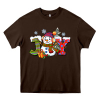 Chocolate Brown christmas joy snowman Heavy Core Tee - CowGirlArtShop