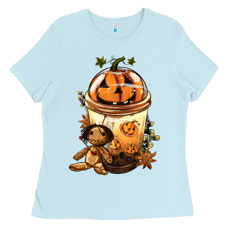 Halloween Jack O Lantern Bobba Cup Ladies Tee by FaDigitalArtStudio | Teevron