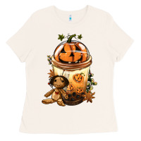 Bone Halloween Jack O Lantern Bobba Cup Ladies Tee - FaDigitalArtStudio