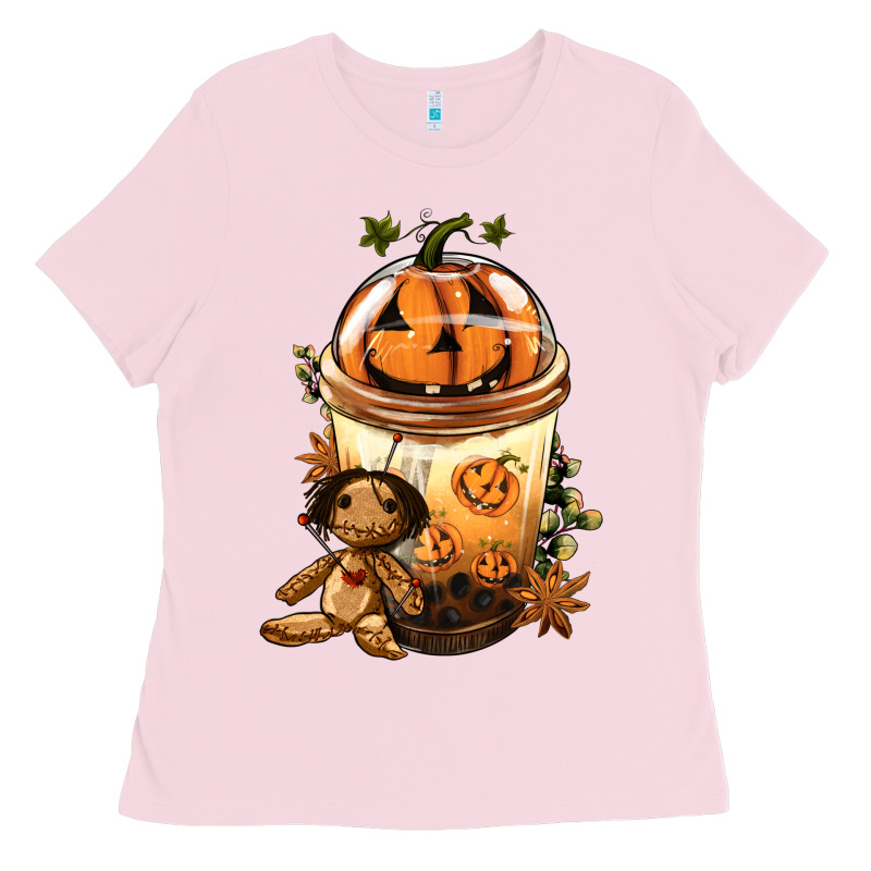 Halloween Jack O Lantern Bobba Cup Ladies Tee by FaDigitalArtStudio | Teevron