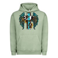 Pigment Oil Green Western Wings Cross Hope Urban Hoodie - RanaPortraitStore