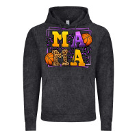 Vintage Black Purple and gold Basketball leopard frame Mama Vintage Hoodie - LillyAllenDesigns