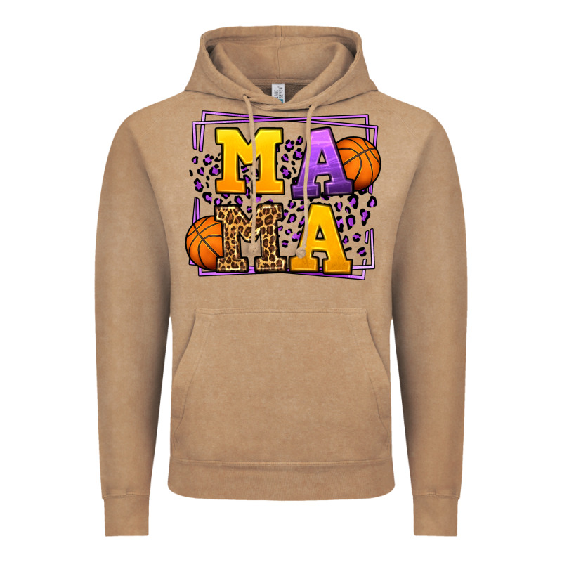 Purple And Gold Basketball Leopard Frame Mama Vintage Hoodie by LillyAllenDesigns | Teevron
