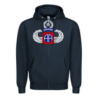 Navy 82nd Airborne Div Parachutist Wings and Patch - Distressed Zipper Hoodie - baoMotion
