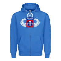 True Royal 82nd Airborne Div Parachutist Wings and Patch - Distressed Zipper Hoodie - baoMotion