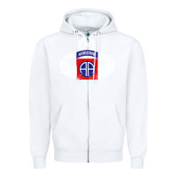 White 82nd Airborne Div Parachutist Wings and Patch - Distressed Zipper Hoodie - baoMotion