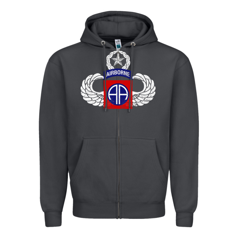 82nd Airborne Div Parachutist Wings And Patch - Distressed Zipper Hoodie by baoMotion | Teevron