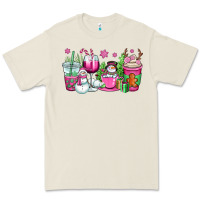 Bone pink christmas snowman coffee cups Premium Tee - OliviaCreatesArt