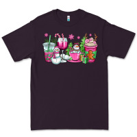 Plum pink christmas snowman coffee cups Premium Tee - OliviaCreatesArt