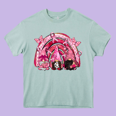Gnomes Rainbow Breast Cancer Heavy Core Tee Designed By Cowgirlartshop