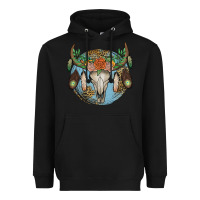 Black floral feather bull skull Heavyweight Hoodie - JahusDesignShop