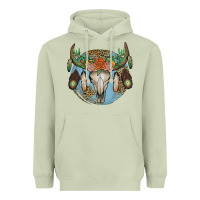 Matcha floral feather bull skull Heavyweight Hoodie - JahusDesignShop