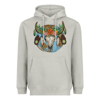 Moon Dust floral feather bull skull Heavyweight Hoodie - JahusDesignShop
