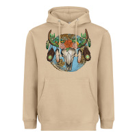 Mushroom floral feather bull skull Heavyweight Hoodie - JahusDesignShop