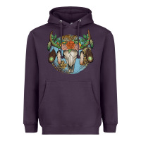Plum floral feather bull skull Heavyweight Hoodie - JahusDesignShop