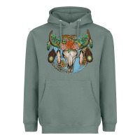 Sage floral feather bull skull Heavyweight Hoodie - JahusDesignShop