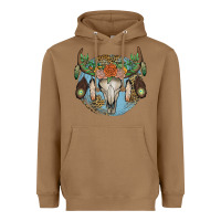 Toasted Coconut floral feather bull skull Heavyweight Hoodie - JahusDesignShop