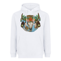 White floral feather bull skull Heavyweight Hoodie - JahusDesignShop